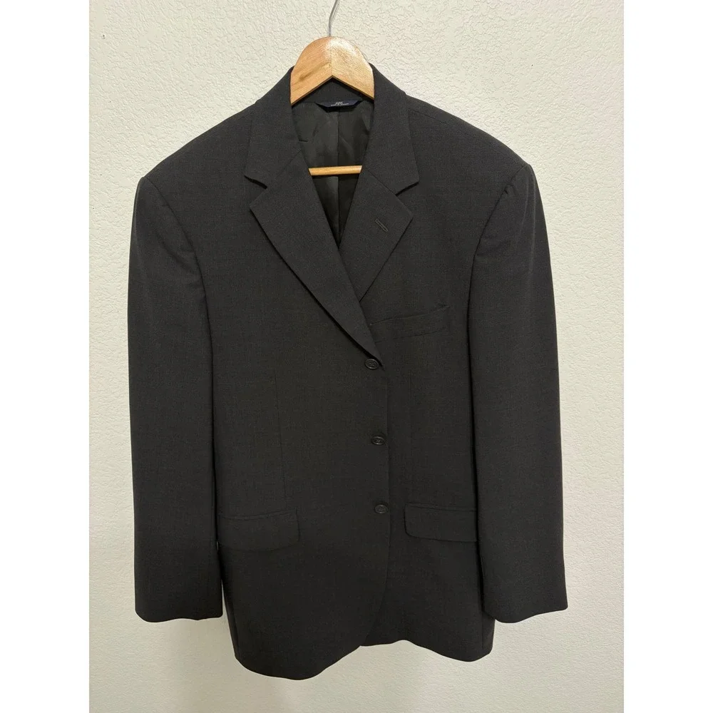 Brooks Brothers 346 Mens 43R Blazer Charcoal Gray Stretch Wool 3 Button SuitCoat